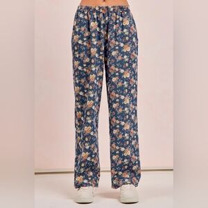 BiBi Washed Floral Print Wide Leg Jeans